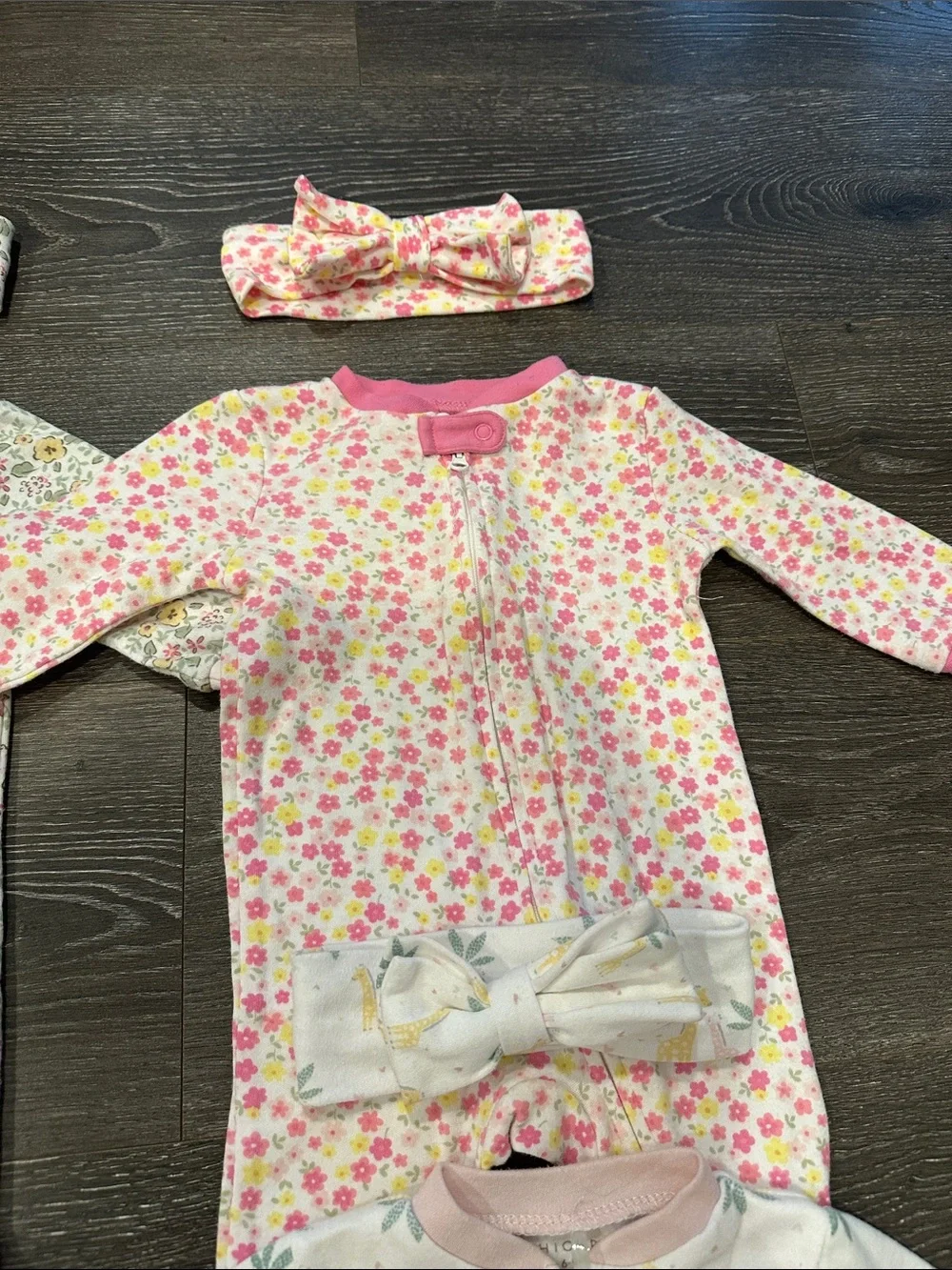 Baby Girls' Sleepers Set with Headbands bundle lot